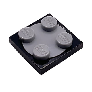 Turntable 2 x 2 Plate with Light Bluish Gray Top (3680 + 3679), Part# 3680c02 Part LEGO® Black
