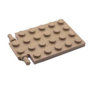 Plate Modified 4x6 with Trap Door Hinge (Long Pins), Part# 92099 Part LEGO® Dark Tan
