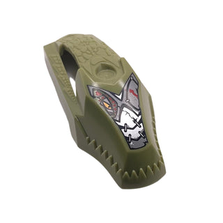 Flywheel Fairing Crocodile Streamlined Shape with Cragger Pattern, Part# 15095pb01 Part LEGO® Olive Green Very Good