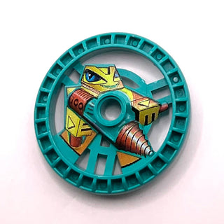 Technic, Disk 5x5 - RoboRider Talisman Wheel, Driller Mold with Robot Pattern, Part# 32355pb01 Part LEGO® Dark Turquoise