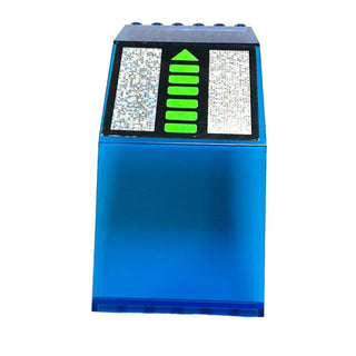 Panel 10x6x11 with Unitron Silver/Green Pattern (Sticker) from Set 6991, Part# 2408pb02 Part LEGO® Very Good - Trans-Dark Blue