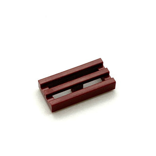 Tile Modified, 1x2 Grille with Bottom Groove/Lip, Part# 2412b Part LEGO® Dark Red  