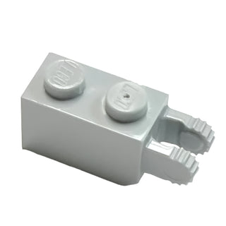 Hinge Brick 1 x 2 Locking with 2 Fingers Vertical End, Part# 30365 Part LEGO® Light Bluish Gray
