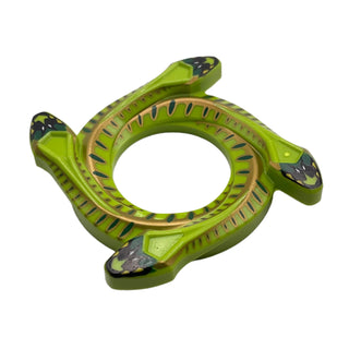 Ninjago Spinner Crown Ring 4x4 with 2x2 Hole and 4 Snake Head Ends and Dark Green and Gold Scales Snake Pattern, Part# 98342pb05 Part LEGO® Lime Very Good