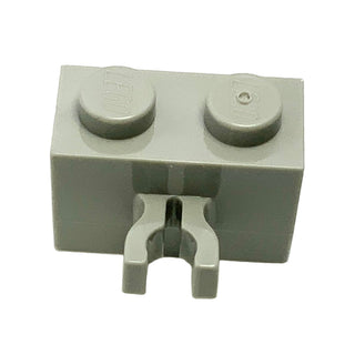 Brick, Modified 1x2 with Split U Clip Thick (Vertical Grip), Part# 30237a Part LEGO® Light Gray