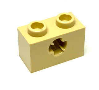 Technic, Brick 1x2 with Axle Hole (x Shape), Part# 32064b Part LEGO® Tan
