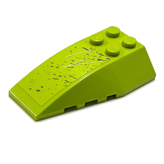 Wedge 6x4 Triple Curved with Dark Bluish Gray Splatters and White Scratches Pattern (Sticker), Part# 43712pb025 Part LEGO® Very Good/Lime
