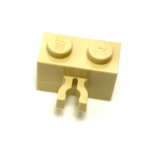 Brick, Modified 1x2 with Split U Clip Thick (Vertical Grip), Part# 30237a Part LEGO® Tan