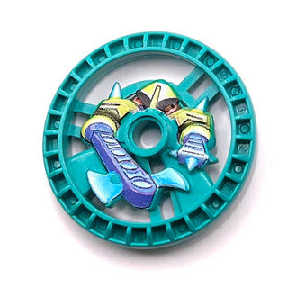 Technic, Disk 5x5 - RoboRider Talisman Wheel, Axer Mold with Robot Pattern, Part# 32361pb01 Part LEGO® Dark Turquoise