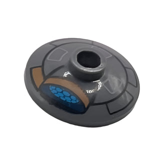 Dish 2x2 Inverted (Radar) with SW Droid T7-01 Pattern, Part# 4740pb006 Part LEGO® Dark Bluish Gray Very Good
