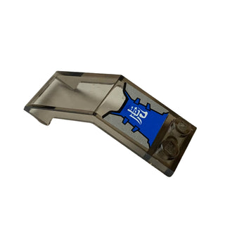 Windscreen 5 x 2 x 1 2/3 with Blue and Silver Panel with White Writing Pattern, Part# 6070pb012 Part LEGO® Trans-Brown Very Good