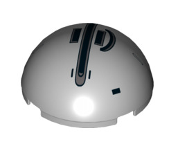 Cylinder Hemisphere 4x4 with Black AT-DP Pattern, Part# 86500pb03 Part LEGO® Light Bluish Gray