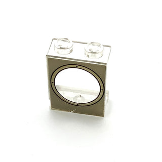 Panel Decorated 1x2x2 - Hollow Studs with Porthole on Light Gray Background Pattern, Part# 4864bpx2 Part LEGO® Decent Condition - Trans-Clear
