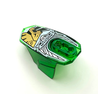 Hero Factory Armor with Ball Joint Socket - Size 5 with Gold Lion Head Pattern, Part# 90639pb009 Part LEGO® Trans-Green