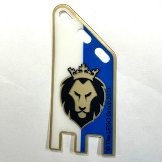 Plastic Part for Set 70404 - Flag with Squared Ends with Black and Gold Lion with Crown on Blue and White Halves Pattern, Part# 70404pls01a Part LEGO® Very Good