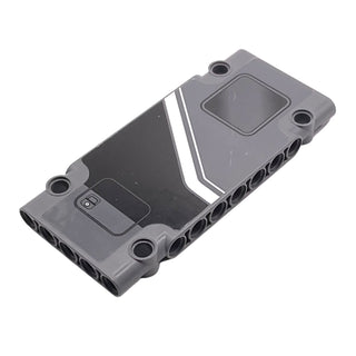 Technic, Panel Plate 5 x 11 x 1 with Black Button, White Stripes, and Window Pattern Model Right Side (Sticker), Part# 64782pb038R Part LEGO® Dark Bluish Gray Very Good