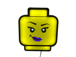 Lighted Wall Art Display Case BigKidBrix Minifigure Head with Lip Stick