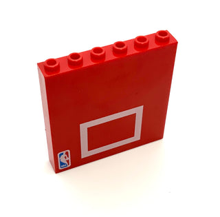 Brick 1 x 6 x 5 with Basketball Backboard Pattern, Part# 3754pb05 Part LEGO® Decent - Red