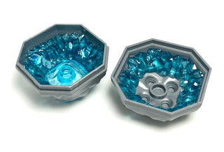 Rock 4x4 Octagonal Boulder with Molded Trans-Light Blue Crystals Pattern, Part# 88644pb01/87398pb01 Part LEGO®   