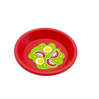 Friends Accessories Dish, Round with Salad Pattern (Sticker), Part# 93082fpb001 Part LEGO® Red