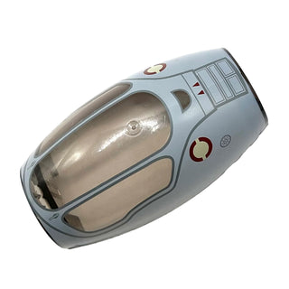 Windscreen 10x6x3 Bubble Canopy Double Tapered with Square Front Cutout with Light Bluish Gray Jedi Starfighter, Handle and Two Red Triangles on Top Pattern, Part# 10312pb01 Part LEGO® Trans-Brown Very Good