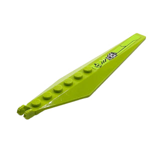 Hinge Plate 3 x 12 with Angled Side Extensions and Tapered Ends with Silver and Black Pattern Model Right Side, Part# 57906pb017R Part LEGO® Lime Very Good