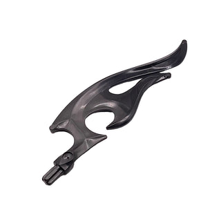 Wave Rounded Curved Double with Axle End (Flame) with Marbled Black Pattern, Part# 18396pb03 Part LEGO® Pearl Dark Gray