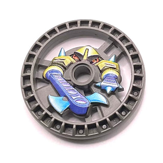 Technic, Disk 5x5 - RoboRider Talisman Wheel, Axer Mold with Robot Pattern, Part# 32361pb01 Part LEGO® Dark Gray