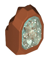 Rock, 1x1 Geode with Molded Glitter Transparent Pattern, Part# 49656 Part LEGO® Dark Orange with Trans-Light Blue Crystal  