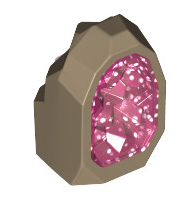 Rock, 1x1 Geode with Molded Glitter Transparent Pattern, Part# 49656 Part LEGO® Dark Tan with Trans-Dark Pink Crystal  