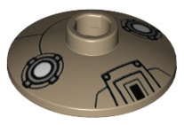 Dish 2x2 Inverted with Machinery Pattern (Dalek Head), Part# 4740pb013 Part LEGO® Dark Tan