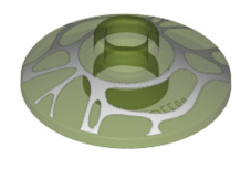Dish 2x2 Inverted with White Spider Web Pattern, Part# 4740pb010 Part LEGO® Trans-Bright Green