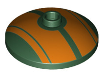 Dish 3x3 Inverted with Orange Stripes Pattern, Part# 43898pb005 Part LEGO® Dark Green