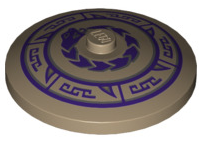 Dish 4x4 Inverted with Dark Bluish Gray and Dark Purple Snake Pattern, Part# 3960pb031 Part LEGO® Dark Tan