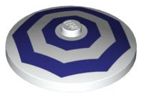 Dish 4x4 Inverted with 2 Dark Purple Octagons Pattern, Part# 3960pb020 Part LEGO® White