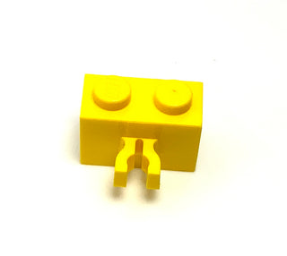 Brick, Modified 1x2 with Split U Clip Thick (Vertical Grip), Part# 30237a Part LEGO® Yellow