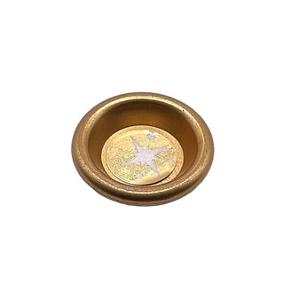 Minifigure, Utensil Dish 3 x 3 with Star Pattern, Part# 6256pb02 Part LEGO® Metallic Gold Very Good