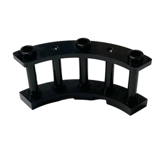 Fence 4x4x2 Quarter Round Spindled with 3 Studs, Part# 21229 Part LEGO® Black