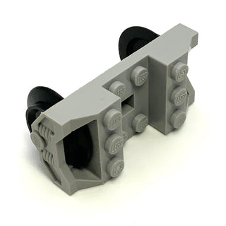 Train Wheel RC, Holder with 2 Black Train Wheels and Chrome Silver Metal Axle Part# 2878c02 Part LEGO® Decent - Light Bluish Gray