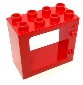 Duplo Door/Window 2x4x3 Flat Front Surface, Completely Open Back, Part# 61649 Part LEGO® Red