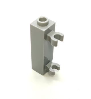 Brick, Modified 1x1x3 with 2 Clips (Vertical Grip) - Hollow Stud, Part# 60583b Part LEGO® Light Bluish Gray