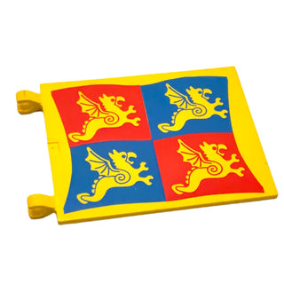 Flag 6 x 5 with Blue and Red Dragon Pattern, Part# 2525px5 Part LEGO® Yellow Very Good