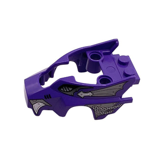 Flywheel Fairing Wolf Shape with Silver Scaled Armor, Chains and Fangs Pattern, Part# 11113pb05 Part LEGO® Dark Purple Very Good