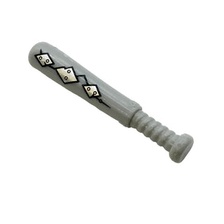 Minifigure, Utensil Harley Quinn Baseball Bat 4L with 3 Metallic Silver Diamond Panels with Rivets Pattern, Part# 93220pb04 Part LEGO® Light Bluish Gray