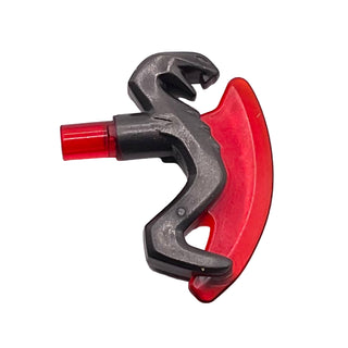 Minifigure Weapon Axe Head with Snake and Trans-Red Curved Blade Pattern, Part# 25276pb01 Part LEGO® Pearl Dark Gray Very Good