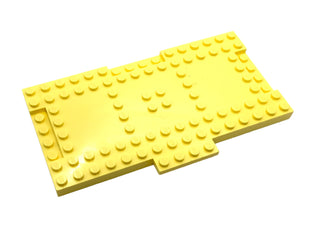 Brick, Modified 8x16x2/3 with 1x4 Indentations and 1x4 Plate, Part# 18922 Part LEGO® Bright Light Yellow