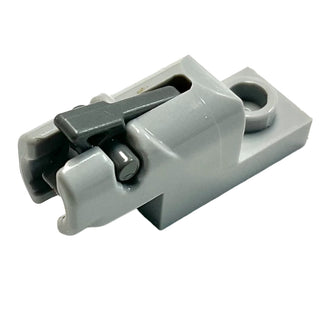 Projectile Launcher, 1 x 2 Mini Blaster / Shooter with Dark Bluish Gray Trigger (15403 / 15392), Part# 15403c01 Part LEGO® Light Bluish Gray