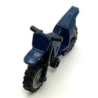 Motorcycle Dirt Bike with Black Chassis and Light Bluish Gray Wheels, Part# 50860c11 Part LEGO® Dark Blue