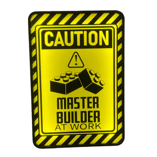 Lighted Wall Art Display Case BigKidBrix Caution Master builder at work