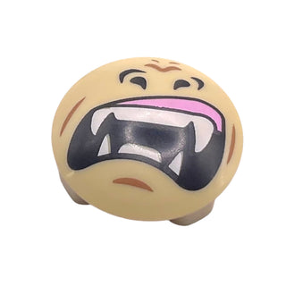 Plate, Round 2x2 with Rounded Bottom (Boat Stud) with Gorilla Mouth with Teeth and Fangs Pattern, Part# 2654pb003 Part LEGO® Tan